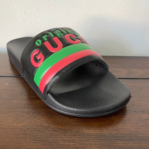 Gucci Mens 632183 Black Rubber 'Original Gucci' Slides Sandals, Sz. Gucci 8, 10 - Picture 9 of 15